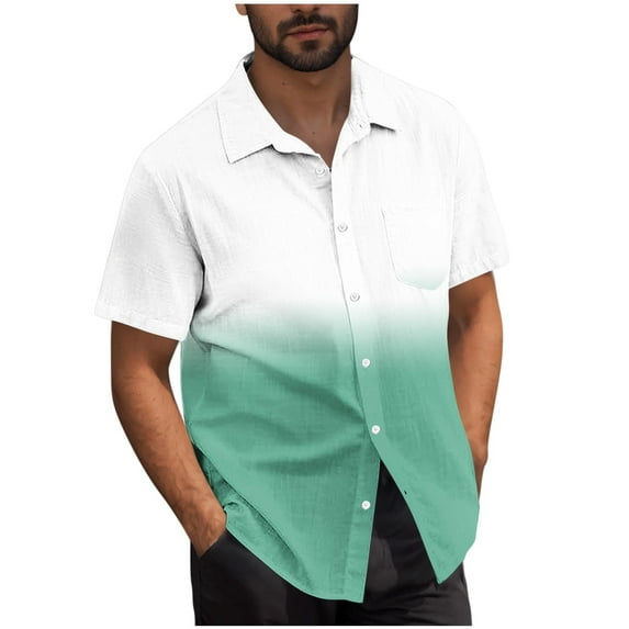 Plus Size Color Block Shirts for Men 2025 Funny Tropical Summer Hawaiian Beach Shirts Lapel Casual Short Sleeve Tops