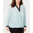 thumbnail image 1 of Plus Size Colorblocked Top Green Mist 4X, 1 of 1