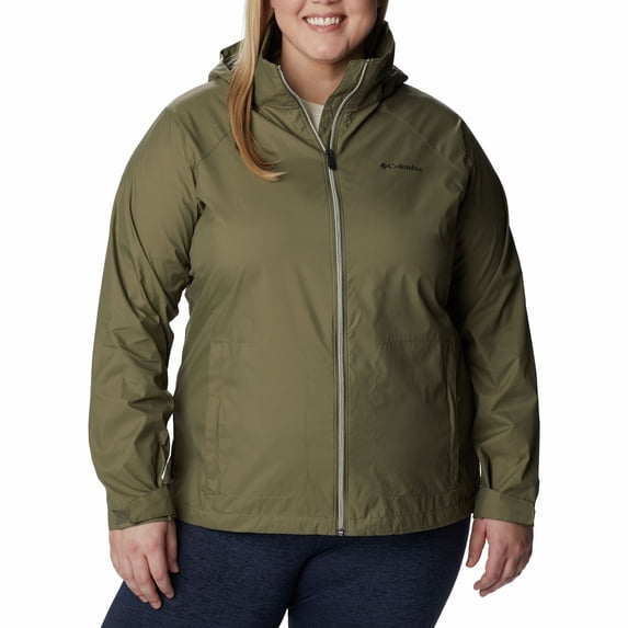 Plus Size Columbia Switchback III Hooded Packable Jacket Color: Stone Green Size: 1X