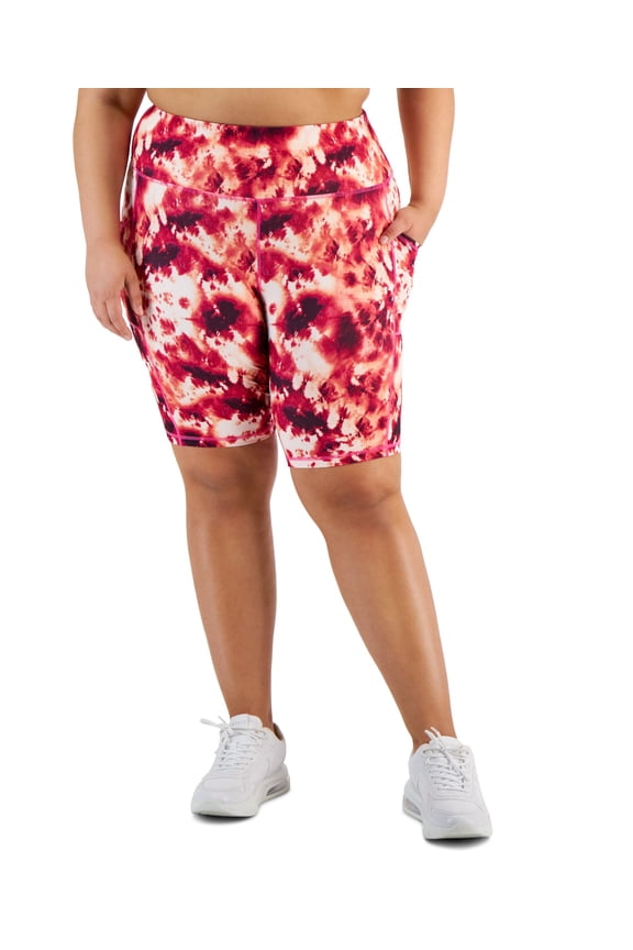 Plus Size Compression High-Rise Bike Shorts Pink Shock 2X