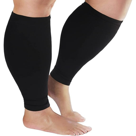 Plus Size Compression Sleeves for Calves Women Wide Calf Compression Legs Sleeves Men 4XL, Relieve Varicose Veins, Edema, Swelling, Soreness, Shin splints, for Work, Travel, Sports and Daily Wear