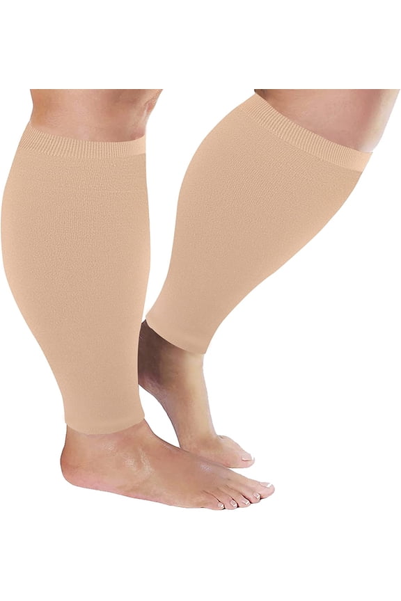 Plus Size Compression Sleeves for Calves Women Wide Calf Compression Legs Sleeves Men XL, Relieve Varicose Veins, Edema, Swelling, Soreness, Shin splints, for Work, Travel, Sports and Daily Wear