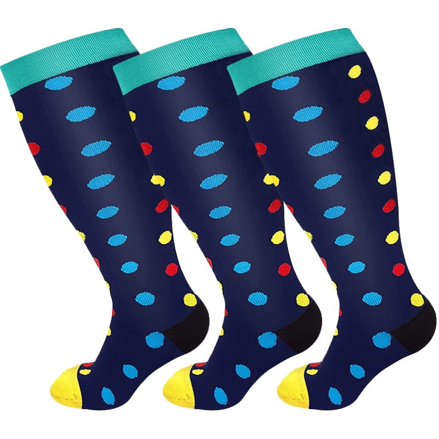 Plus Size Compression Socks 3 Pairs for Women Men Wide Calf Extra Large