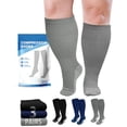 thumbnail image 1 of Plus Size Compression Socks, PUTUO Wide Calf Compression Socks 20-30 mmHg for Men Women - Knee High Sports & Health Socks for Varicose Veins Swelling and Circulation, 3 Pack, Multicolor, 1 of 8