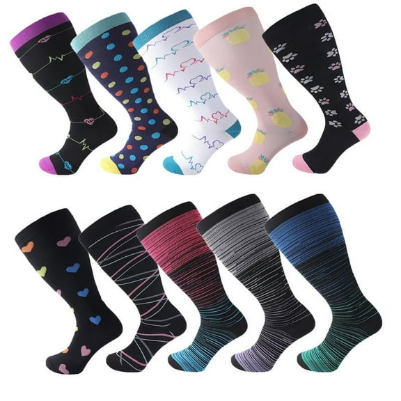 Vorkoi Plus Size Compression Socks Wide Calf for Women & Men 20-30 mmhg-Extra Wide Calf Knee High Support Socks for Nurse