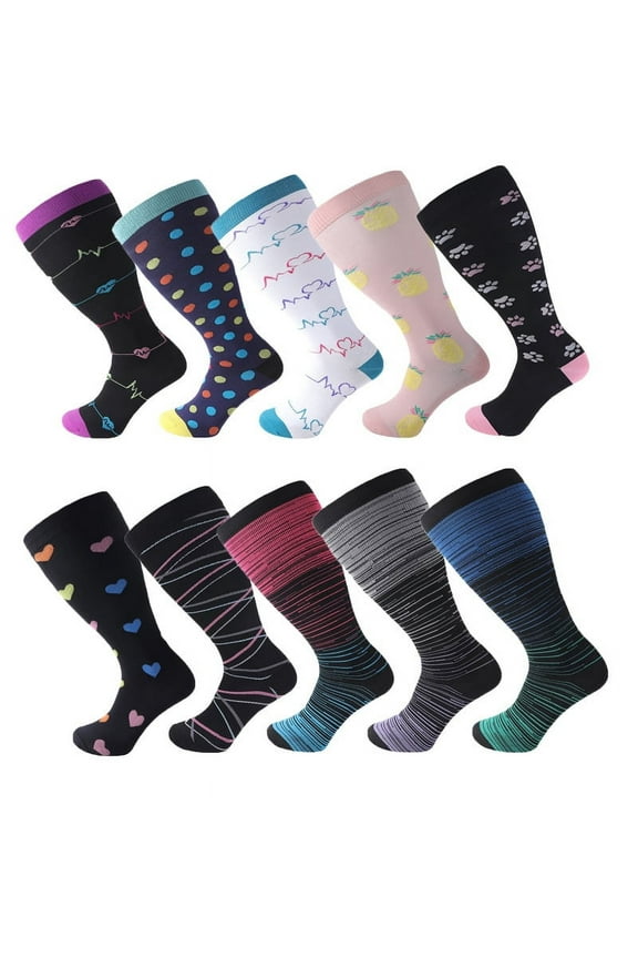 Plus Size Compression Socks Wide Calf for Women & Men 20-30 mmhg-Extra Wide Calf Knee High Support Socks for Nurse