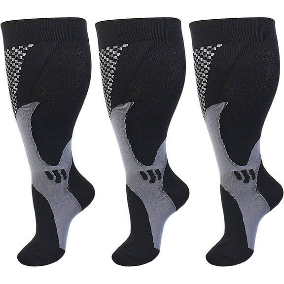 Plus Size Compression Socks Wide Calf for Women Men, Extra Large Compression Stocking for Nurse Sport Travel Edema