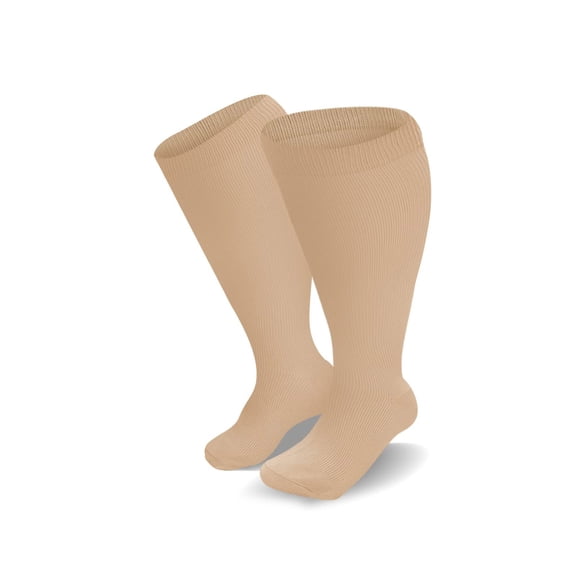 Plus Size Compression Socks for Women and Men, Wide Calf Knee High Support Stockings 20-30 mmHg, Graduated Compression Socks for Running, Rope Skipping, Bicycling and Daily Wear