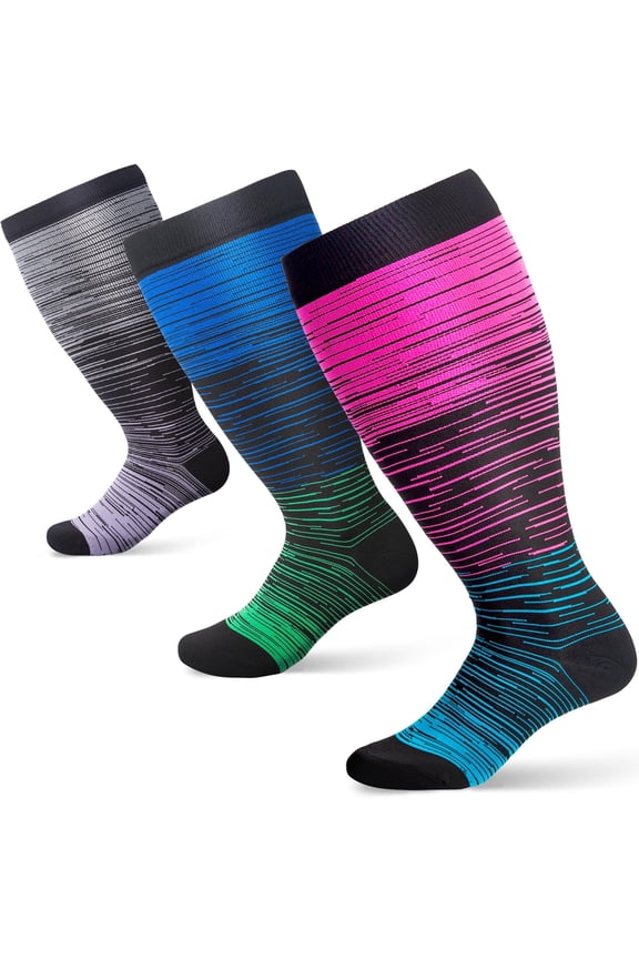 Plus Size Compression Socks for Women Men 20-30 mmHg 2xl 3xl 4xl , Wide Calf High Tights Long SocksStockings Best Support for Circulation, Running