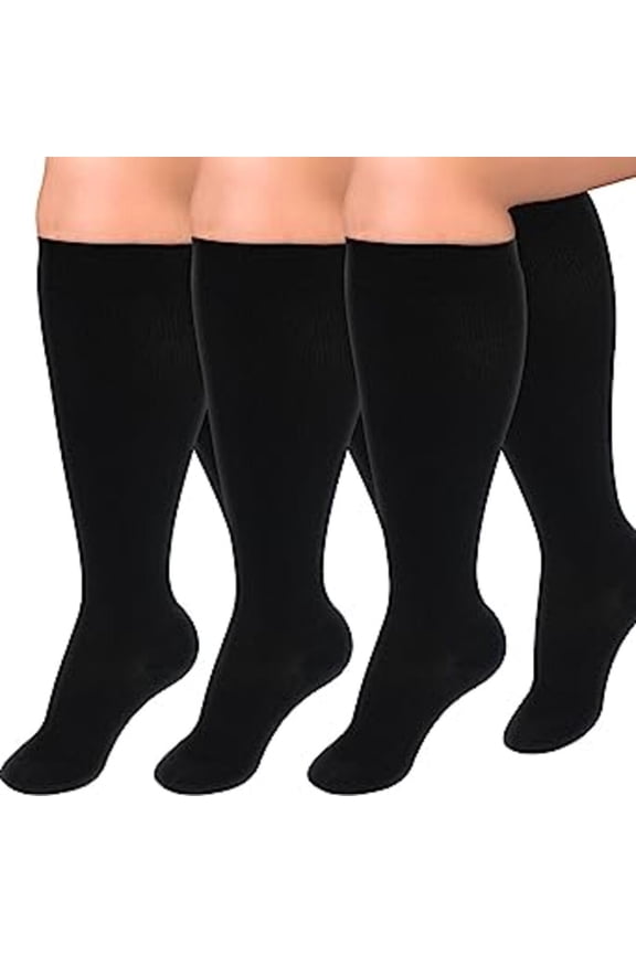 3 Pairs Plus Size Compression Socks for Women Men 20-30 mmHg 2xl 3xl 5xl , Wide Calf High Tights Long SocksStockings Best Support for Circulation, Running