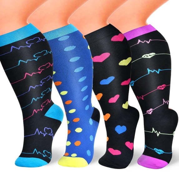 Plus Size Compression Socks for Women Men 20-30 mmHg 2xl 3xl 4xl , Wide Calf High Tights Long SocksStockings Best Support for Circulation, Running
