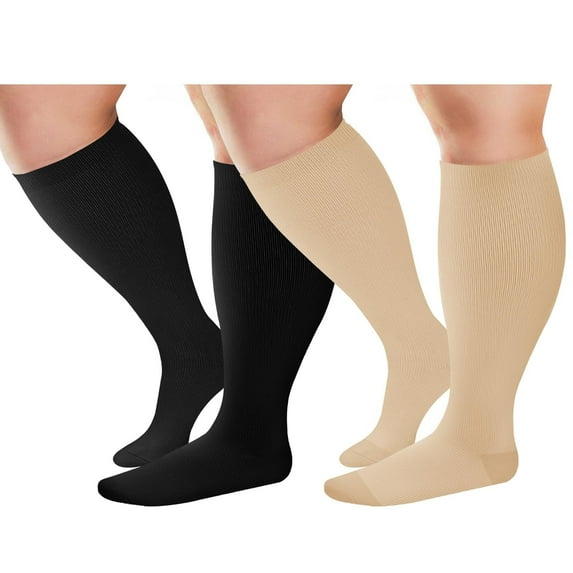 Plus Size Compression Socks for Women Men 20-30 mmHg 2xl 3xl 4xl , Wide Calf High Tights Long SocksStockings Best Support for Circulation, Running