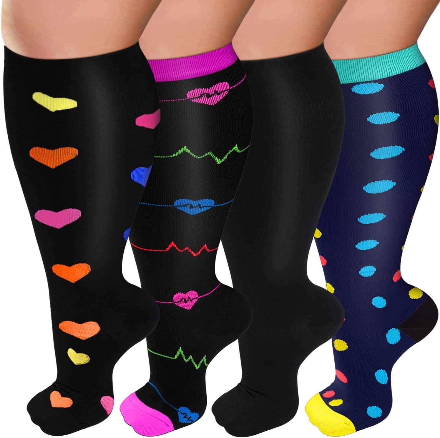 Plus Size Compression Socks for Women Men 20-30 mmHg 2xl 3xl 4xl , Wide Calf High Tights Long SocksStockings Best Support for Circulation, Running