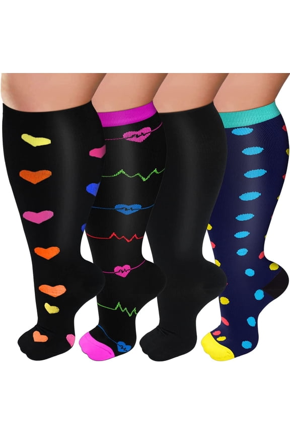 Plus Size Compression Socks for Women Men 20-30 mmHg 2xl 3xl 4xl , Wide Calf High Tights Long SocksStockings Best Support for Circulation, Running