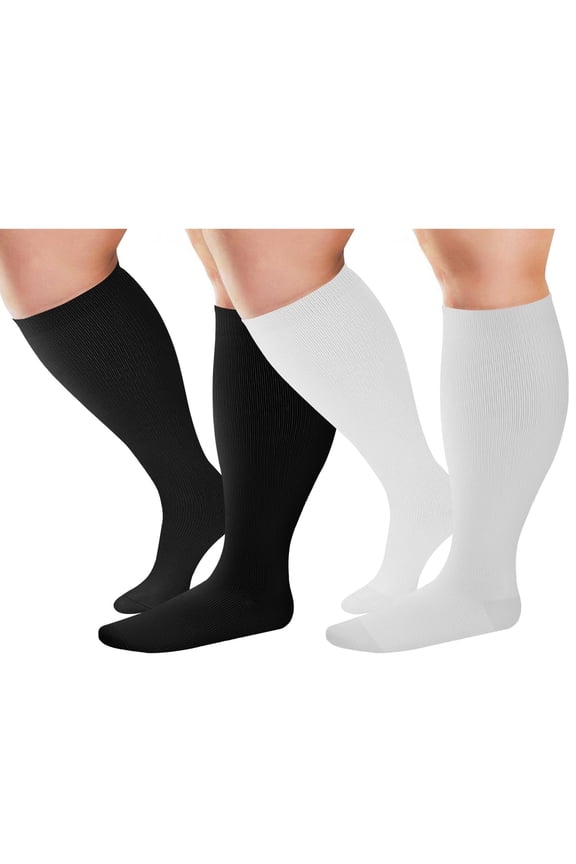 Plus Size Compression Socks for Women Men 20-30 mmHg 2xl 3xl 4xl , Wide Calf High Tights Long SocksStockings Best Support for Circulation, Running