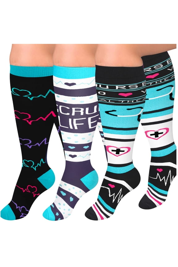 Plus Size Compression Socks for Women Men 20-30 mmHg 2xl 3xl 4xl , Wide Calf High Tights Long SocksStockings Best Support for Circulation, Running