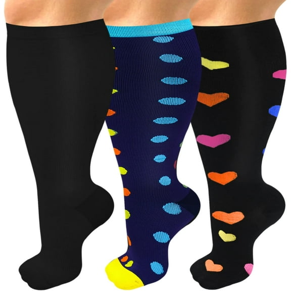 Plus Size Compression Socks for Women Men 20-30 mmHg, Wide Calf Stockings Best Support for Circulation, Running
