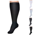 thumbnail image 1 of Plus Size Compression Socks for Women Men Circulation Knee High Wide Calf 1 Pair for Nurses, Running, Travel, Athletic Black-A XXXXL, 1 of 3