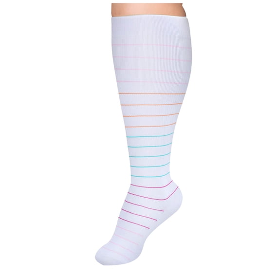 Plus Size Compression Socks for Women Men Circulation Knee High Wide Calf 1 Pair for Nurses, Running, Travel, Athletic White-A XXXXL