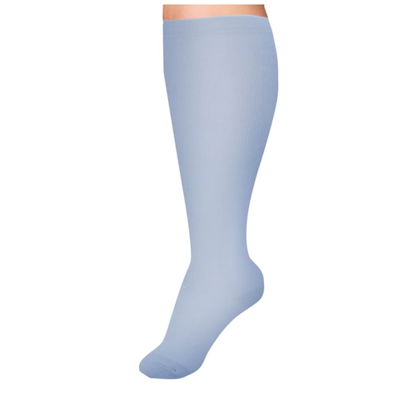 Plus Size Compression Socks for Women & Men, Extra Wide Calf Knee High Stockings for Circulation Support Athletic Running Cycling Blue XXL