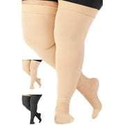 ABSOLUTE SUPPORT Plus Size Compression Thigh High for Men and Women 20-30mmHg - Beige, 5XL
