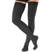 Plus Size Compression Thigh High for Men and Women 20-30mmHg - Black, 2XL
