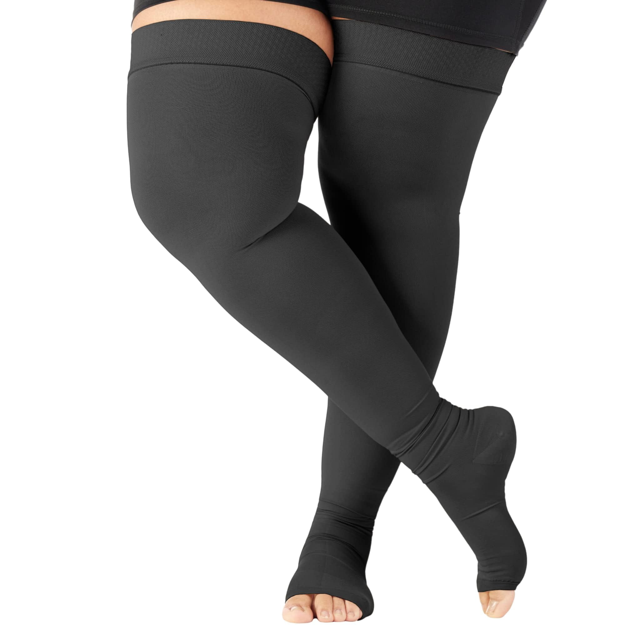 Plus Size Compression Thigh High for Women and Men 20 30mmHg Black 2XL Walmart