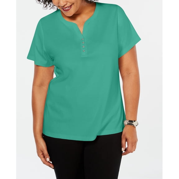 Plus Size Cotton Henley Top Mint Condition 0X