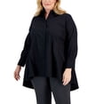 thumbnail image 1 of Plus Size Cotton High-Low Tunic Deep Black 1X, 1 of 1