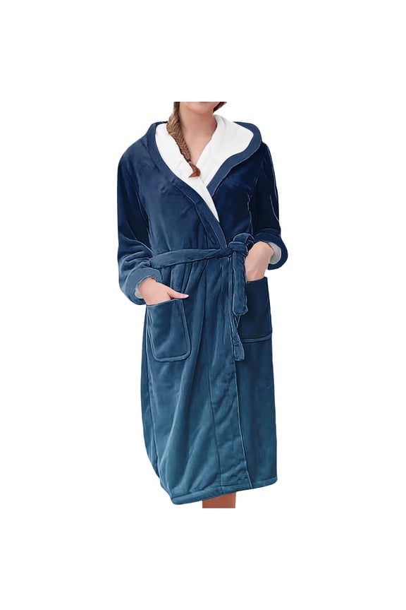 Plus Size Cotton Robes for Women Fleece Women's Nightgowns & Sleepshirts Oversize Cute Women's Sleepwear House Womens Robe Navy