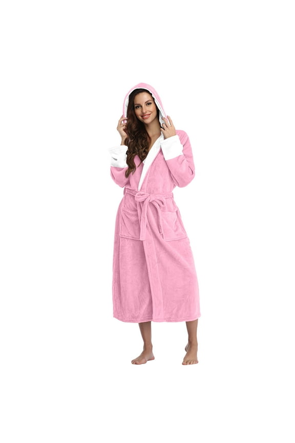 Plus Size Cotton Robes for Women Fleece Women's Nightgowns & Sleepshirts Oversize Length Women's Sleepwear House Womens Robe Pink