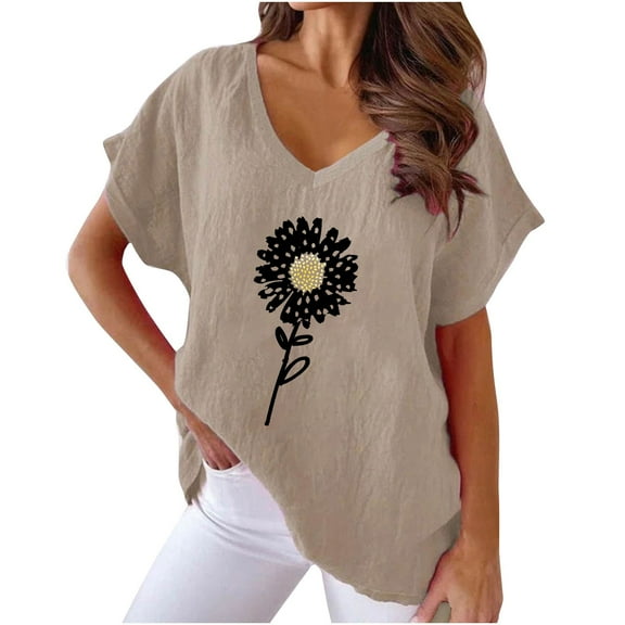 Plus Size Cotton T Shirts Loose Graphic Tees Trendy Summer Crop Tops for Women Plus Size Dry Fit Shirts for Women