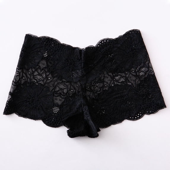 Plus Size Cotton Underwear for Women Fashion Women's Lace Solid Bow Stretch Panties High Waist Underpants Panties Briefs Underwear Women Panties Black XL