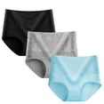 thumbnail image 1 of Plus Size Cotton Underwear for Women Full Coverage Soft Comfort Panties 3 Pack Rose Embroidery Briefs, 1 of 3