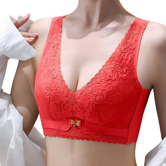 Plus Size Cotton Unlined Bra Adjustable Seamless Plunge Bra Invisible Bra Padded Seamless Adjustable Straps Bra
