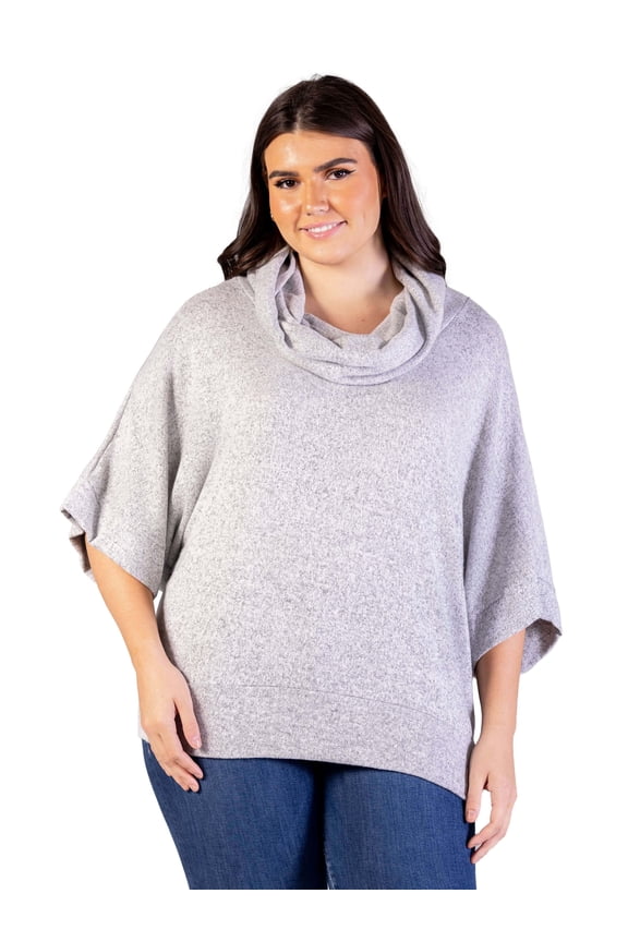 Plus Size Cowl Neck Dolman Sleeve Sweater Top