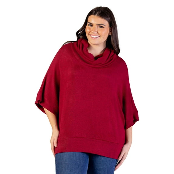 Plus Size Cowl Neck Dolman Sleeve Sweater Top