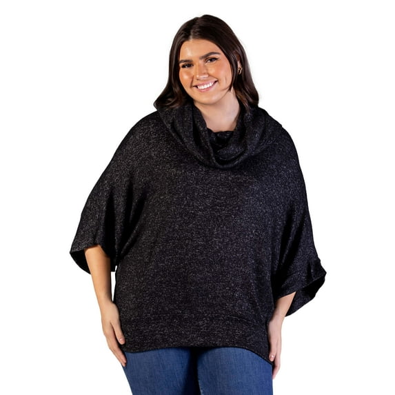 Plus Size Cowl Neck Dolman Sleeve Sweater Top