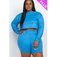 thumbnail image 1 of Plus Size Cozy Crop Top And Shorts Set, 1 of 5