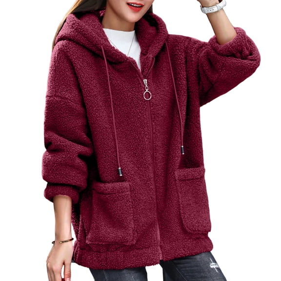 Plus-Size Cozy Hooded Sweatshirt for Women, Soft Plush Long Sleeve Casual Top
