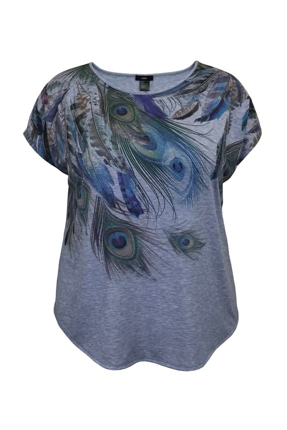 Plus Size Crew Neck Dolman Short Sleeve Print Top