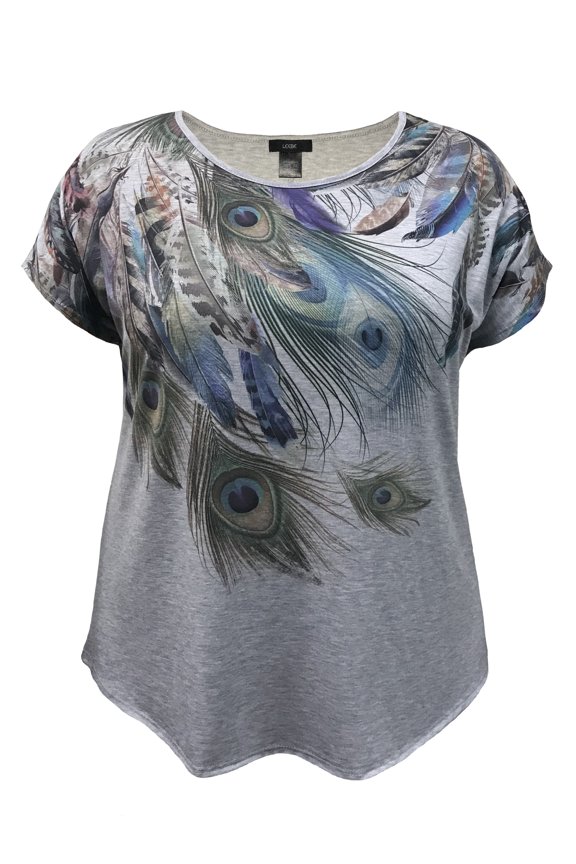 Plus Size Crew Neck Dolman Short Sleeve Print Top