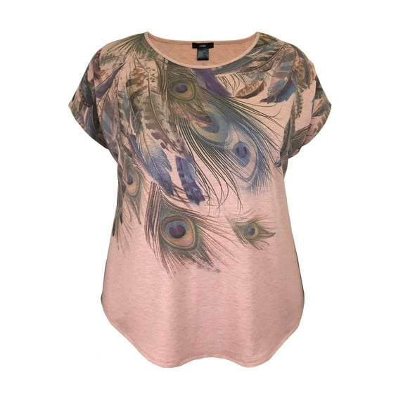 Plus Size Crew Neck Dolman Short Sleeve Print Top