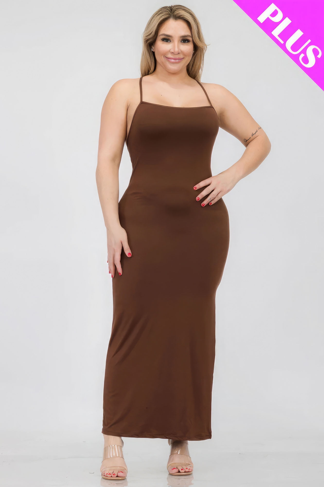 Plus Size Crisscross Back Split Thigh Maxi Dress - Walmart Business Supplies