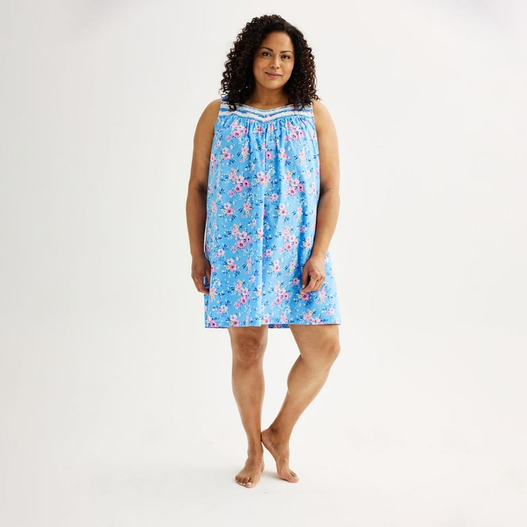 Plus Size Croft Barrow Sleeveless Pintuck Sweetheart Nightgown Color Blue Floral Size 1X Walmart