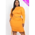 thumbnail image 1 of Plus Size Crop Top and Skirt Set with Ruched Side Detailing and Drawstring, 1 of 1