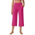 thumbnail image 1 of Plus Size Cropped Pants for Women Solid Color Womens Pants with Side Pockets High Waisted Tummy Control 4-way-stretch Autumn Beach Fashion Outdoor Pants Casual Office Wear, 1 of 9