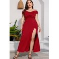 thumbnail image 1 of Plus Size Crossover Off-Shoulder Split Dress, 1 of 3