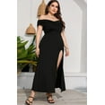 thumbnail image 1 of Plus Size Crossover Off-Shoulder Split Dress, 1 of 9