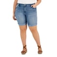 thumbnail image 1 of Plus Size Cuffed Denim Bermuda Shorts Wallflower 22W, 1 of 1